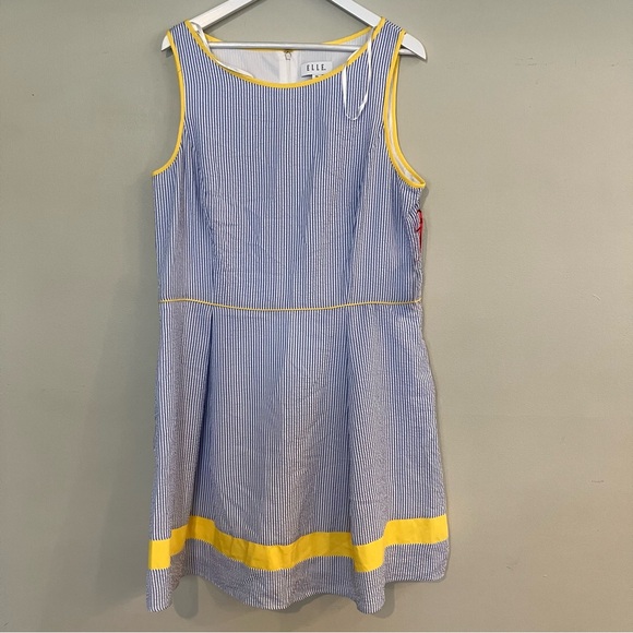 ELLE Seersucker Fit and Flare Dress - Picture 1 of 4